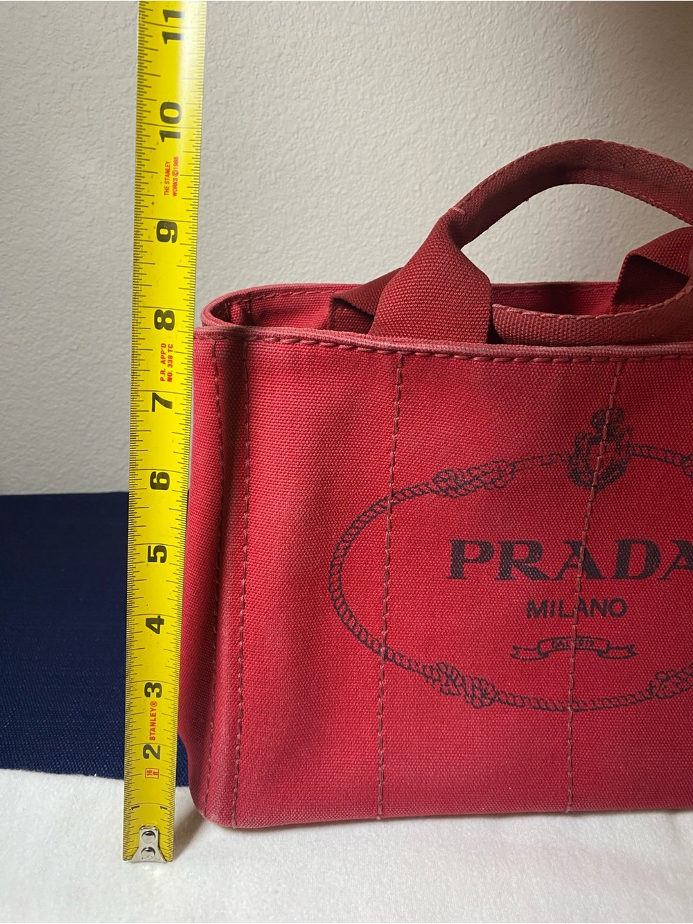 Prada Red Canapa Canvas Tote with Logo - w/Authentication Card - Picture 17 of 17